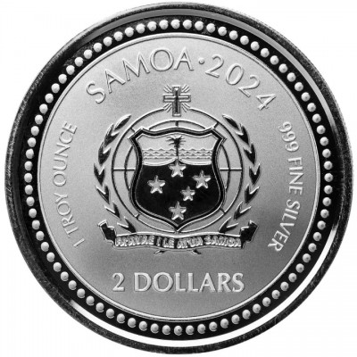 SAMOA 2 Dollars Argent Couleur 1 Once le Créateur 2024 ⏰