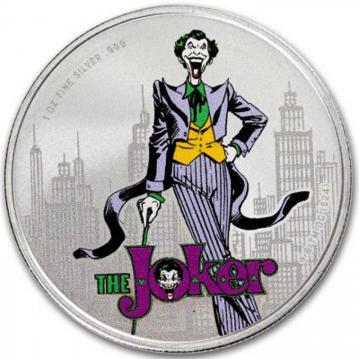SAMOA 5 Dollars Argent Couleur 1 Once DC Comics le Joker2024 ⏰