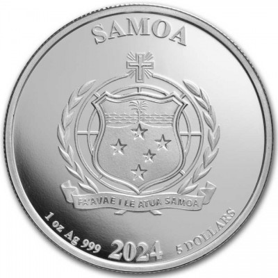 SAMOA 5 Dollars Argent Couleur 1 Once DC Comics le Joker2024 ⏰