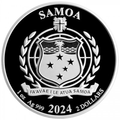 SAMOA 2 Dollars Argent Couleur 1 Once Street Fighter 2024