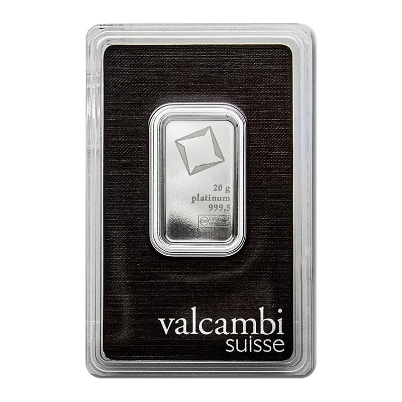 Lingot Platine 999/1000 20 Grammes Valcambi ⏰