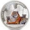 CAMBODGE 3 000 Riels Argent 1 Once Couleur Tigres Disparus 2025