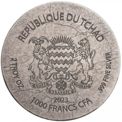 TCHAD 1 000 Francs Argent 2 Onces Antique Amenhotep IV 2023 ⏰