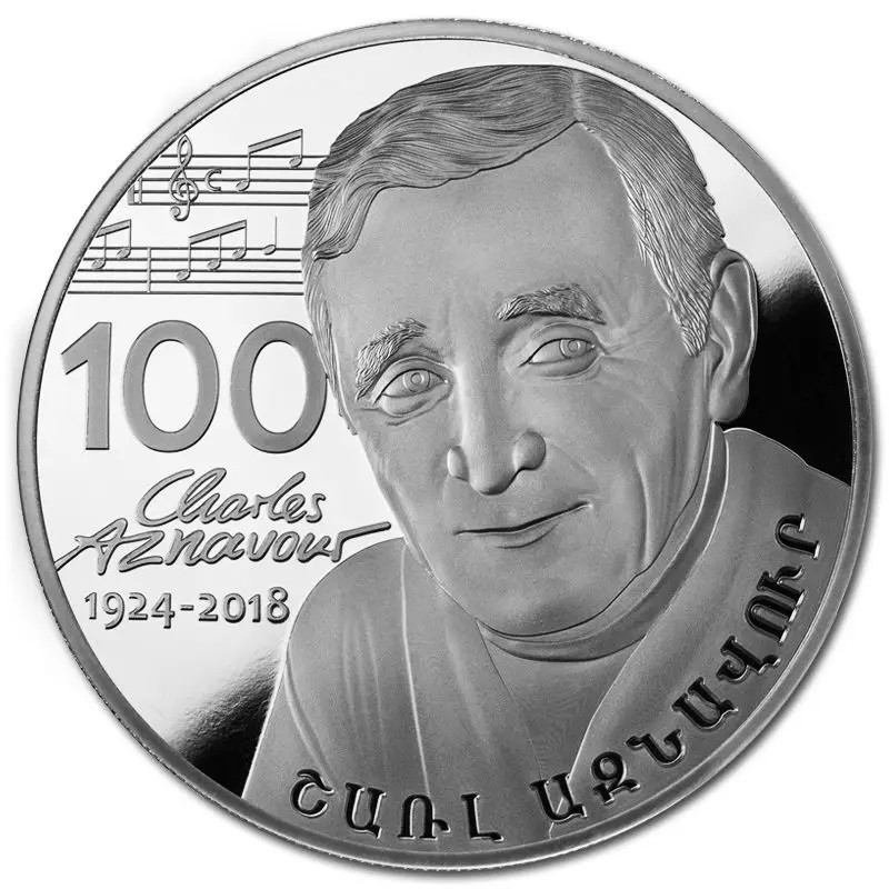 ARMENIE 500 Dram Argent 1 Once Charles Aznavour 2024 ⏰