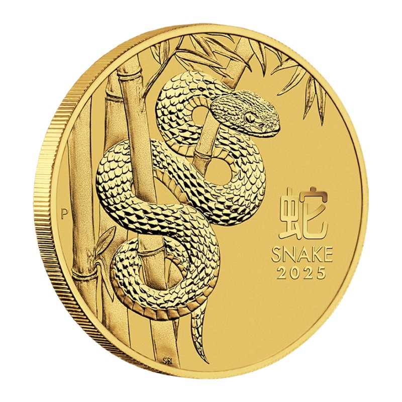 AUSTRALIE 5 Dollars Or 1/20 Once Année du Serpent 2025 ⏰