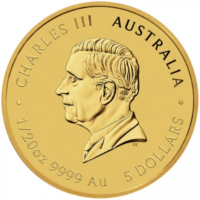 AUSTRALIE 5 Dollars Or 1/20 Once Année du Serpent 2025 ⏰
