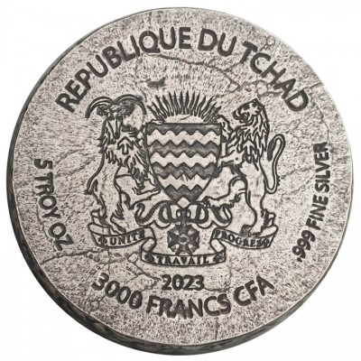 TCHAD 3 000 Francs Argent 5 Onces Antique Amenhotep IV 2023 ⏰