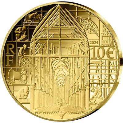 FRANCE 10 Euro Or BE 1/10 Once Notre-Dame de Paris 2024 ⏰
