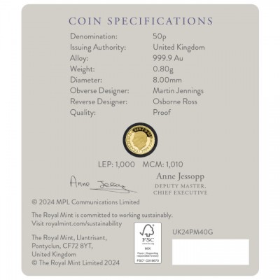 GRANDE BRETAGNE 50 Pence Or 1/40 Once Paul McCartney 2024