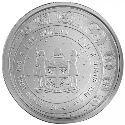 FIDJI 1 Dollar Argent 1 Once Blossom Licorne 2024