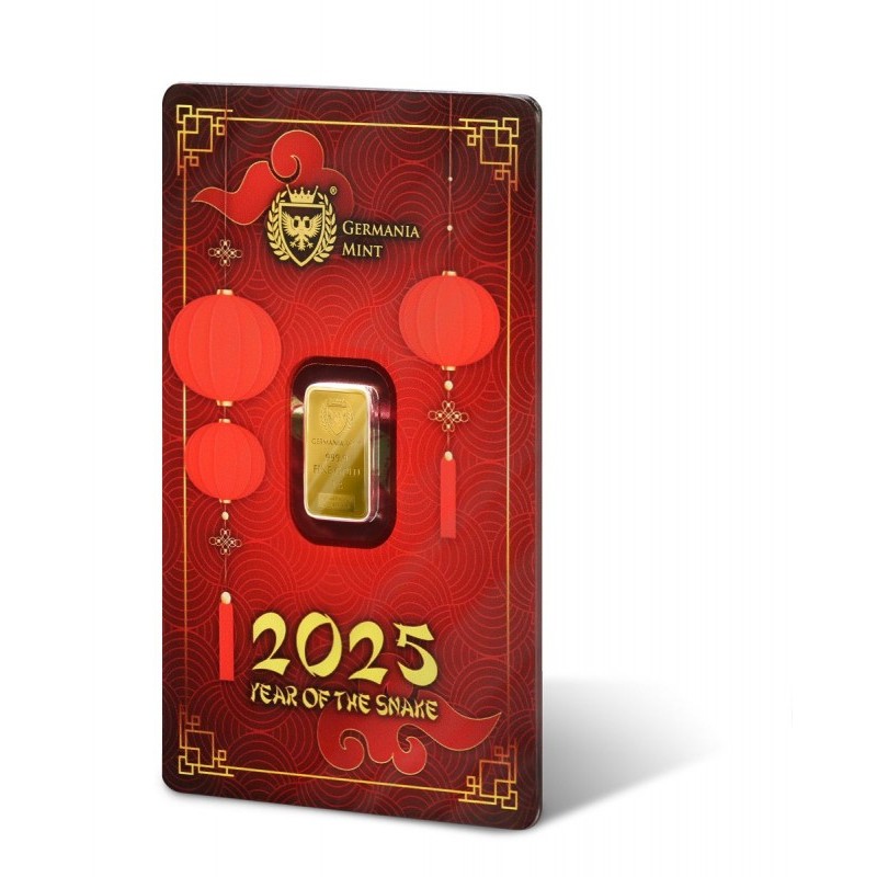 LINGOT Or 1 Gramme 999/1000 GERMANIA Année du Serpent 2025 ⏰