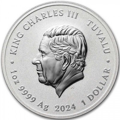 TUVALU 1 Dollar Argent 1 Once Black Flag le Kingston 2024