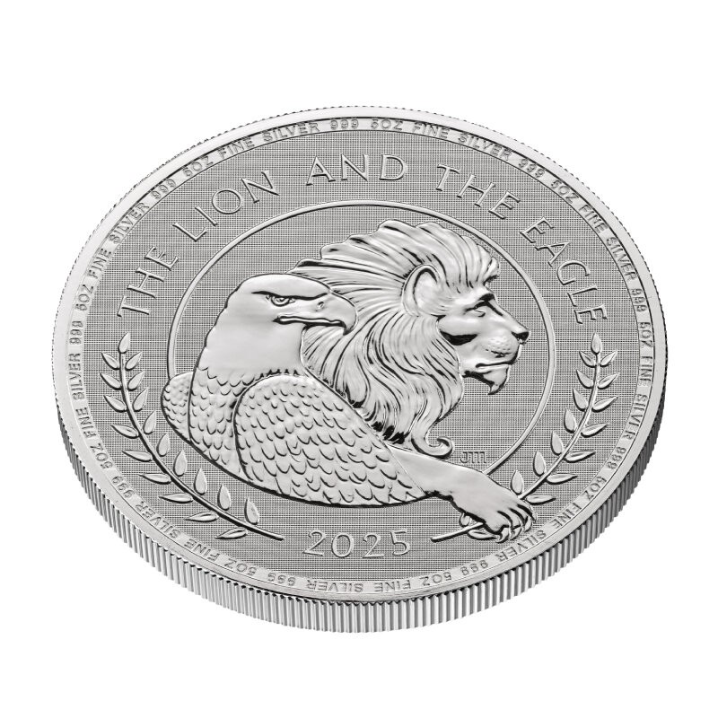 GRANDE BRETAGNE 10 Livres Argent 5 Onces Lion Anglais et Aigle Américain 2025