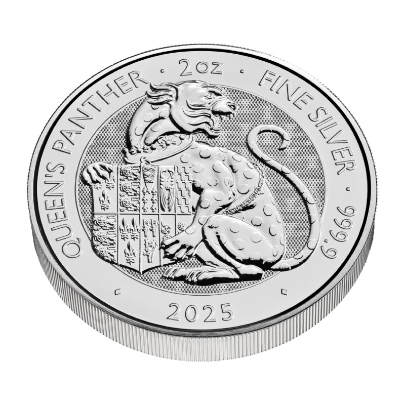 GRANDE BRETAGNE 5 Livres Argent 2 onces Tudor Beasts la Panthère de la Reine 2025 ⏰