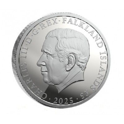 ILES FALKLAND 5 Pounds Argent 1 Once Manchot Royal 2025 ⏰