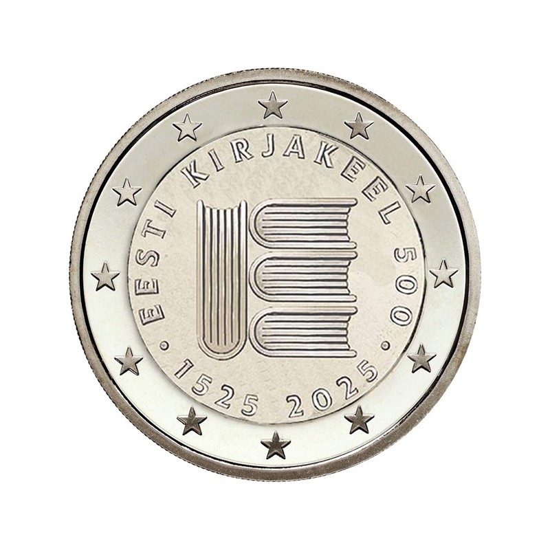 ESTONIE 2 Euro 500 Ans Littérature Estonienne 2025 UNC