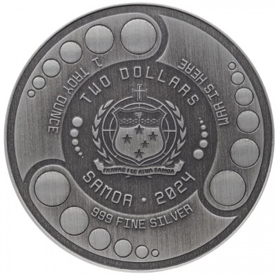SAMOA 2 Dollars Argent Antique 1 Once Alien 2024 ⏰
