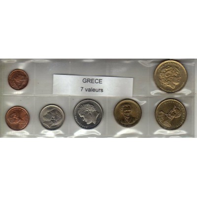 Grèce série de 7 pièces de monnaie
