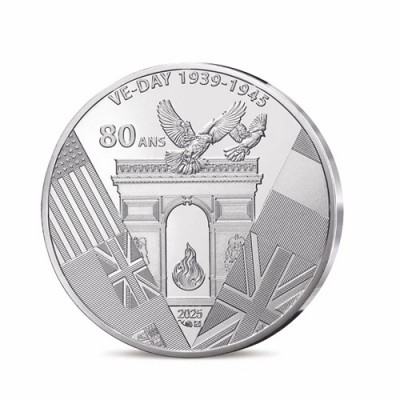FRANCE 10 Euro Argent 80 ans du VE-Day 2025 ⏰