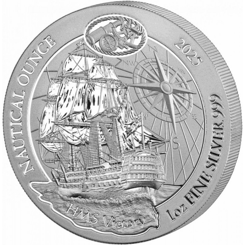 RWANDA 50 RWF Argent 999/1000 1 Once Nautique HMS Victory 2025 ⏰