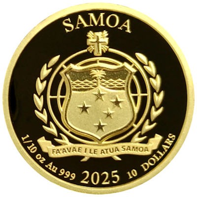 SAMOA 15 Dollars Or 1/10 Once Aigle Royal 2025