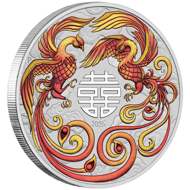 AUSTRALIE 1 Dollar Argent 1 Once Double Phoenix Rouge Or 2025 ⏰