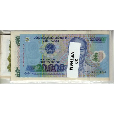 Lot de 20 billets de Banque neufs du Vietnam tous différents