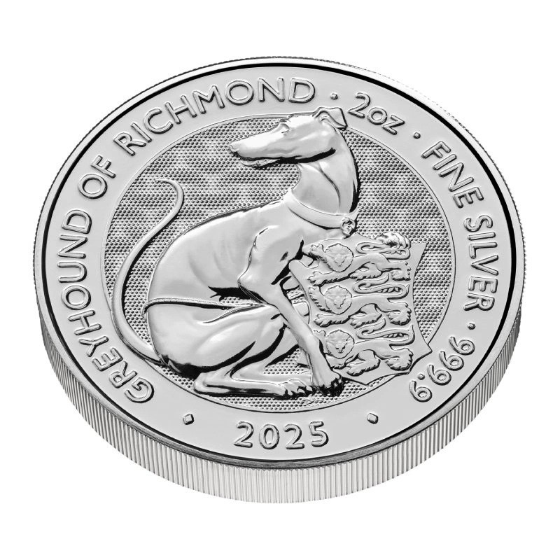 GRANDE BRETAGNE 5 Livres Argent 2 onces Tudor Beasts Lévrier 2025 ⏰