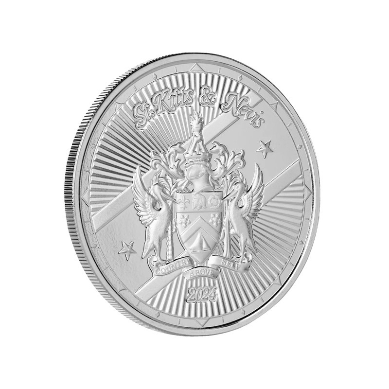 St KITTS et NEVIS 2 Dollars Argent 1 Once Blason 2024