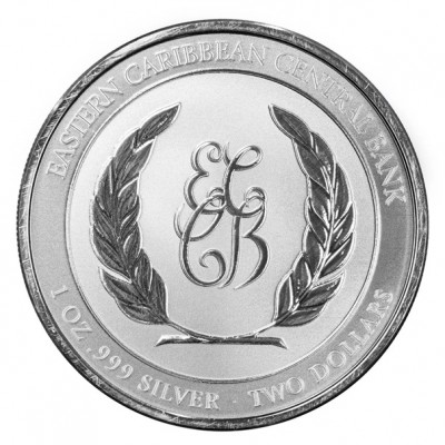 St KITTS et NEVIS 2 Dollars Argent 1 Once Blason 2024