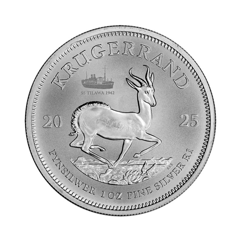 AFRIQUE DU SUD Argent 1 Once Krugerrand Marque Tilawa 2025 ⏰