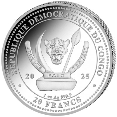 CONGO 20 Francs Argent 1 Once Vie Sauvage le Lion 2025 ⏰
