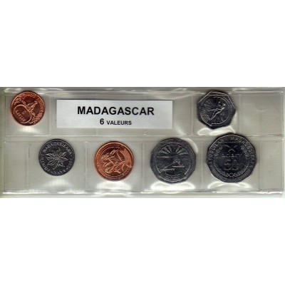 Madagascar série de 6 pièces de monnaie