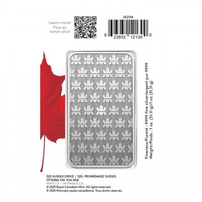 CANADA Lingot Argent 1 Once sous blister ⏰