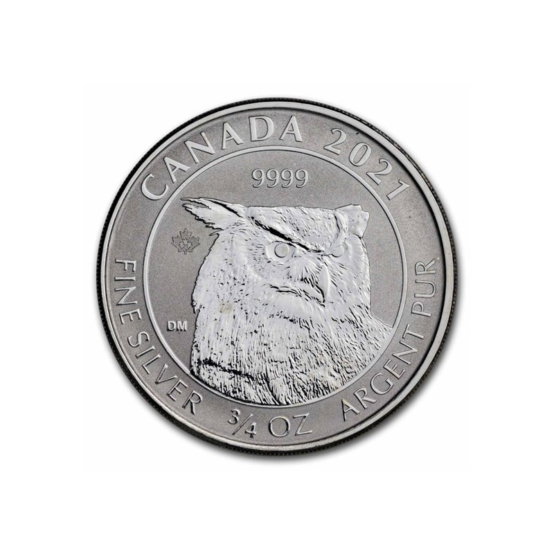 CANADA 2 Dollars Argent 3/4 Once Grand Duc d'Amérique 2021 ⏰