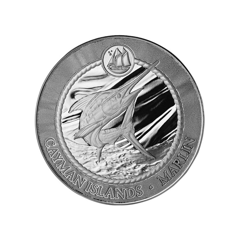 ILES CAIMANS 1 Dollar Argent 1 Once Marlin Bleu 2025 ⏰