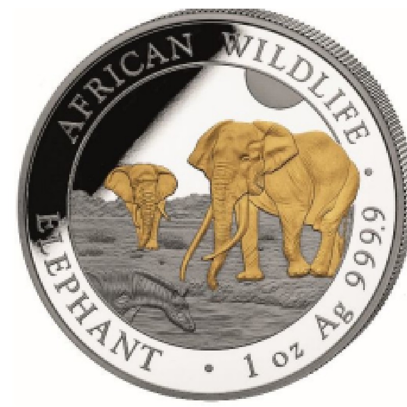 SOMALIE 100 Shillings Argent Doré 1 Once Eléphant 2026 ⏰