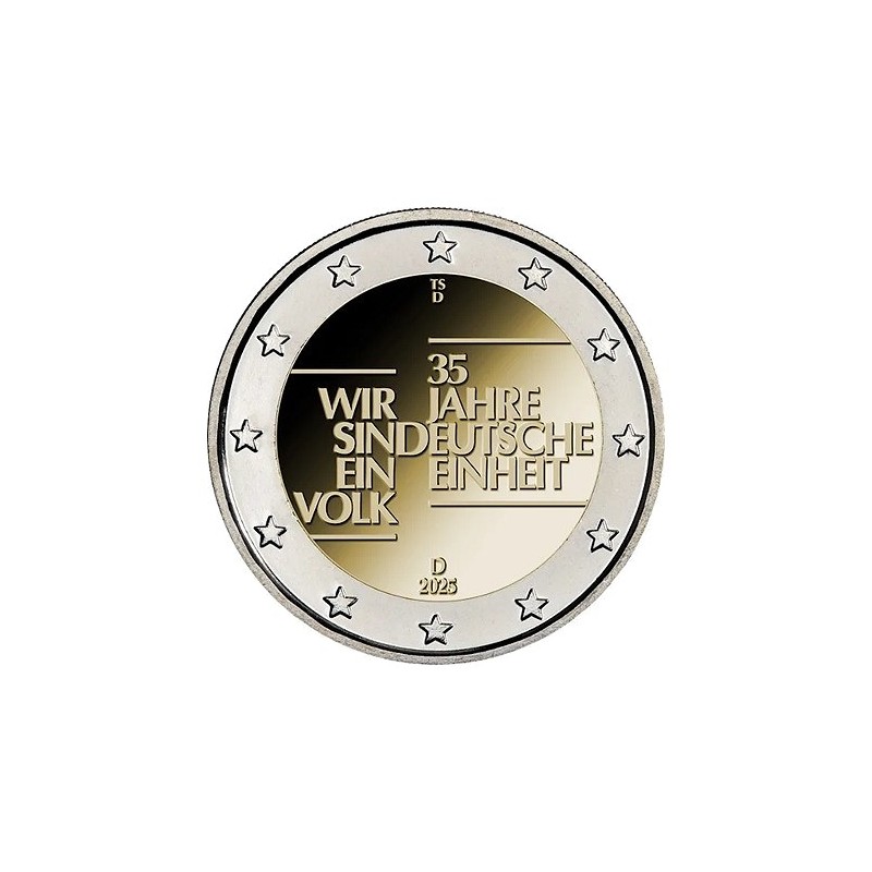 ALLEMAGNE 2 Euro 35 Ans Réunification Allemande 2025 UNC