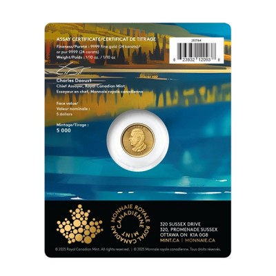 CANADA 5 Dollars Or 1/10 Once Maple Leaf Marque Loup 2026 ⏰