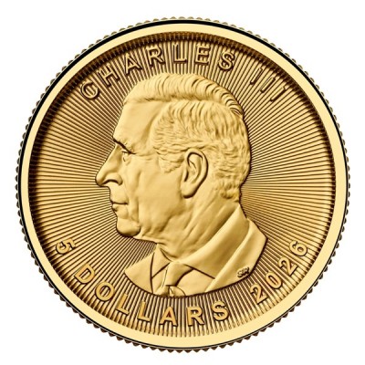 CANADA 5 Dollars Or 1/10 Once Maple Leaf Marque Loup 2026