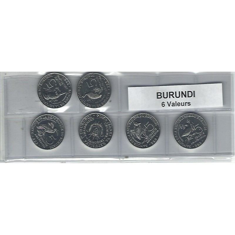 Burundi série de 6 pièces de monnaie