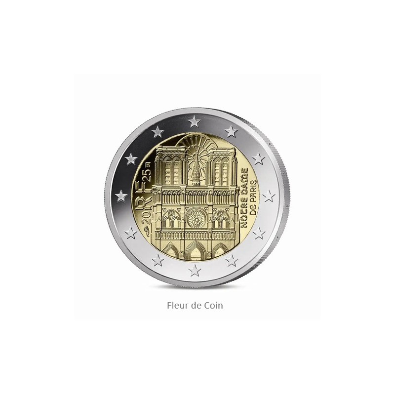 FRANCE 2 Euro commémorative Notre Dame de Paris 2025 Fleur de Coins