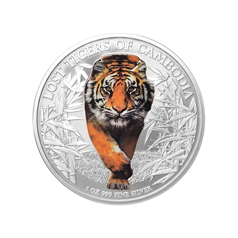 CAMBODGE 3 000 Riels Argent 1 Once Couleur Tigres Disparus 2026