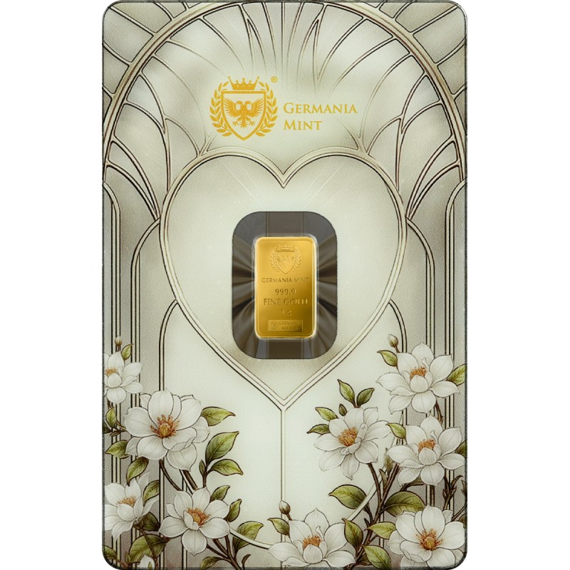 Germania Mint Lingotin Or 1 Gramme 999/1000 Best Wishes ⏰