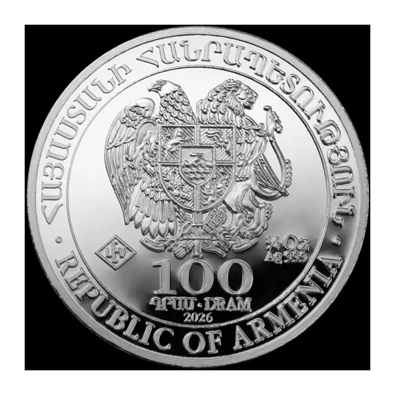 ARMENIE 100 Dram Argent 1/4 Once Arche de Noé 2026 ⏰