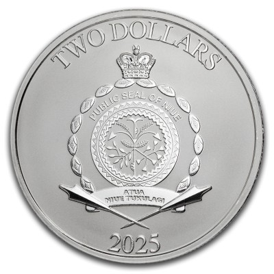 NIUE 2 Dollars Argent 1 Once Noel Disney Mickey 2025 ⏰