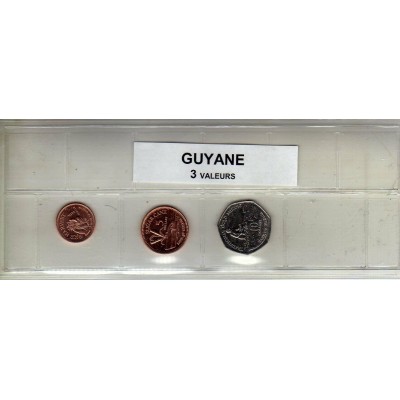 Guyane série de 3 pièces de monnaie
