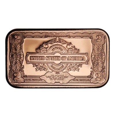 Lingot Cuivre 1 Once Billet 2 Dollars