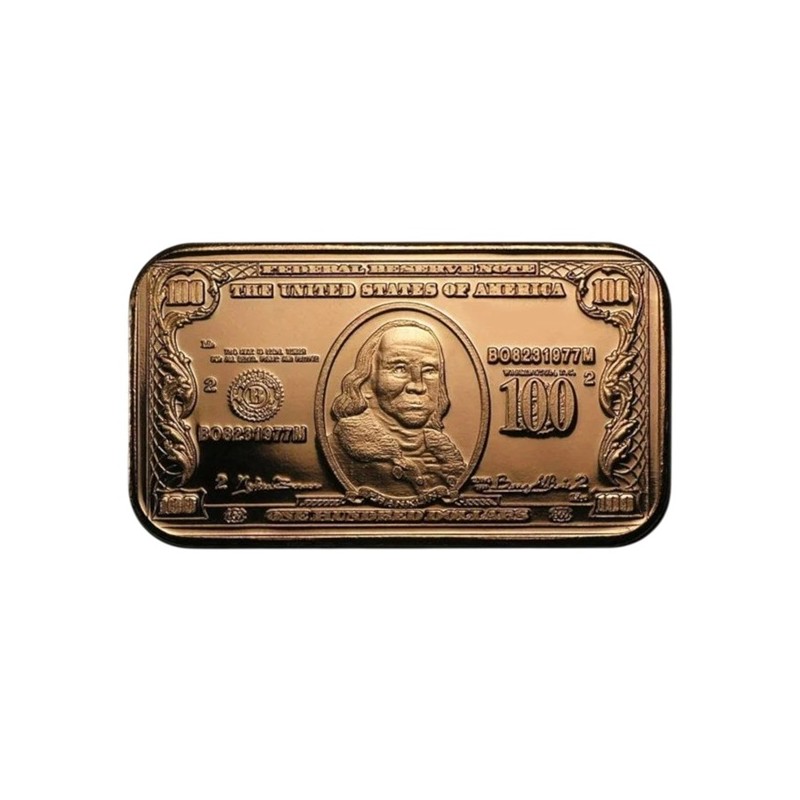 Lingot Cuivre 1 Once Billet 100 Dollars
