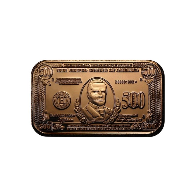 Lingot Cuivre 1 Once Billet 500 Dollars